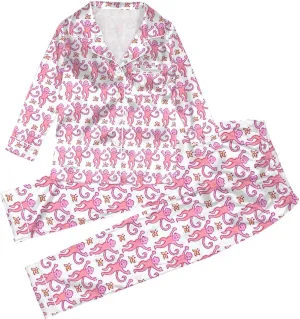 Summer Pajamas for Gi‭rls Y2K Trendy Roller Dupes Rabbit Preppy Graphic Monkey Button Down Pants Pjs Loungewear
