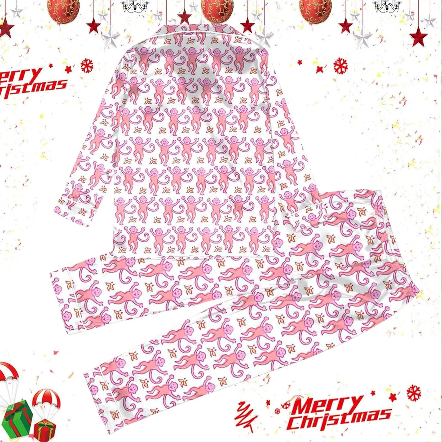 Summer Pajamas for Gi‭rls Y2K Trendy Roller Dupes Rabbit Preppy Graphic Monkey Button Down Pants Pjs Loungewear