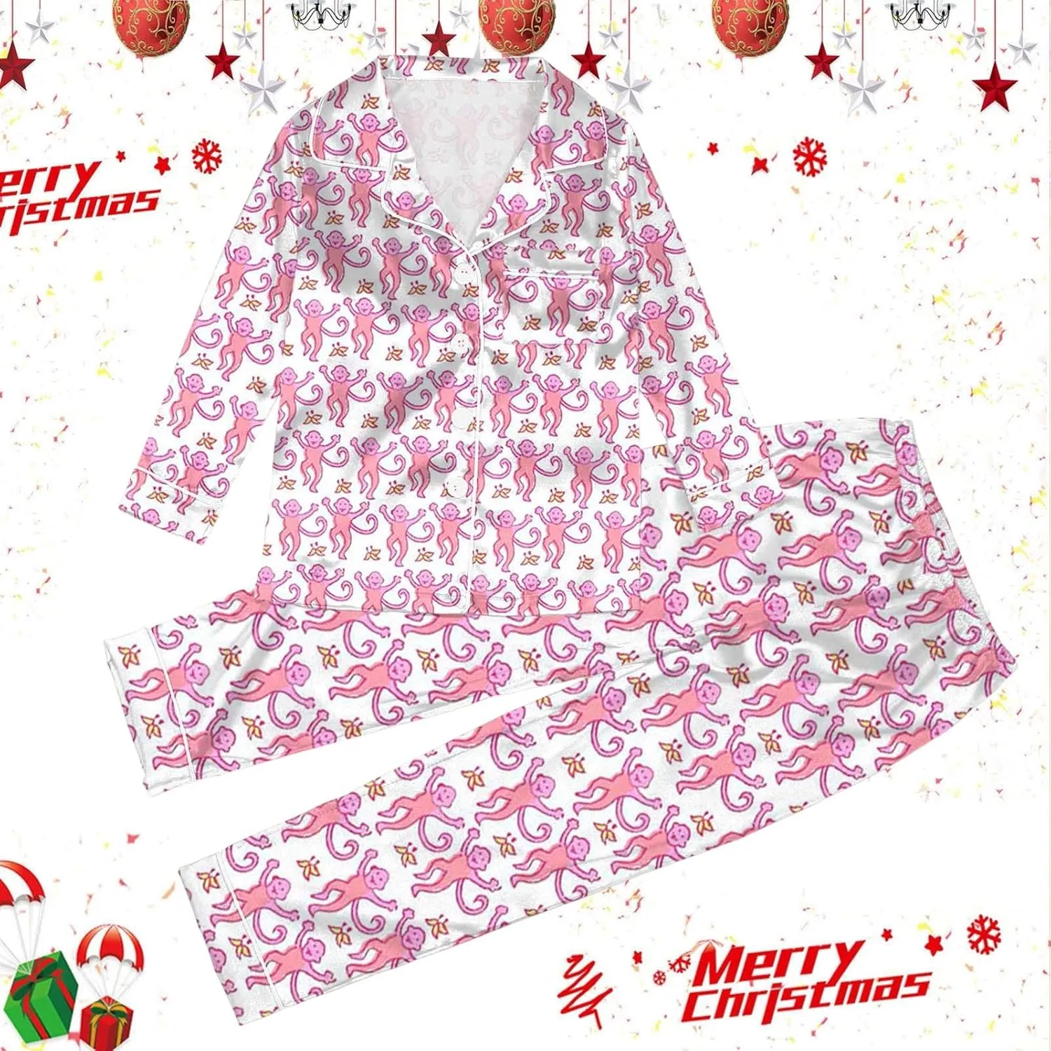 Summer Pajamas for Gi‭rls Y2K Trendy Roller Dupes Rabbit Preppy Graphic Monkey Button Down Pants Pjs Loungewear