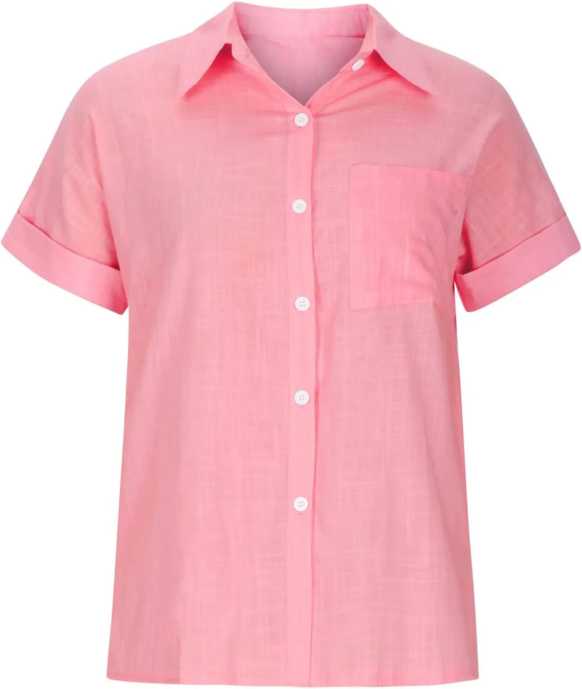 Summer Tops for Women 2023 Trendy Cotton Linen Button Down Blouses Casual Loose Short Sleeve Semi Formal Work Shirts