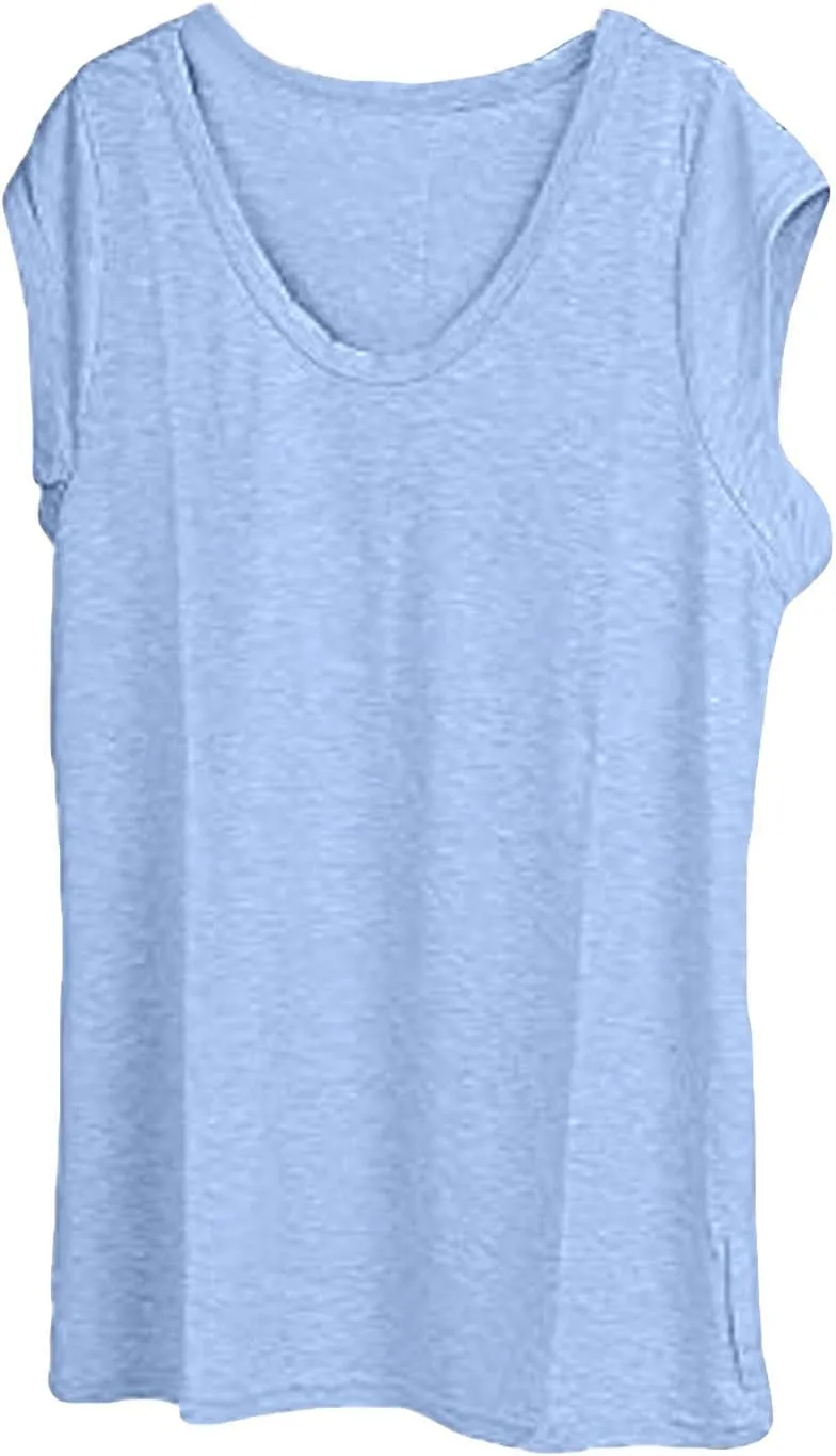 Summer Tops for Women 2023 Trendy Womens' Cap Sleeve Casual Loose Fit Basic Shirts Tank Tops