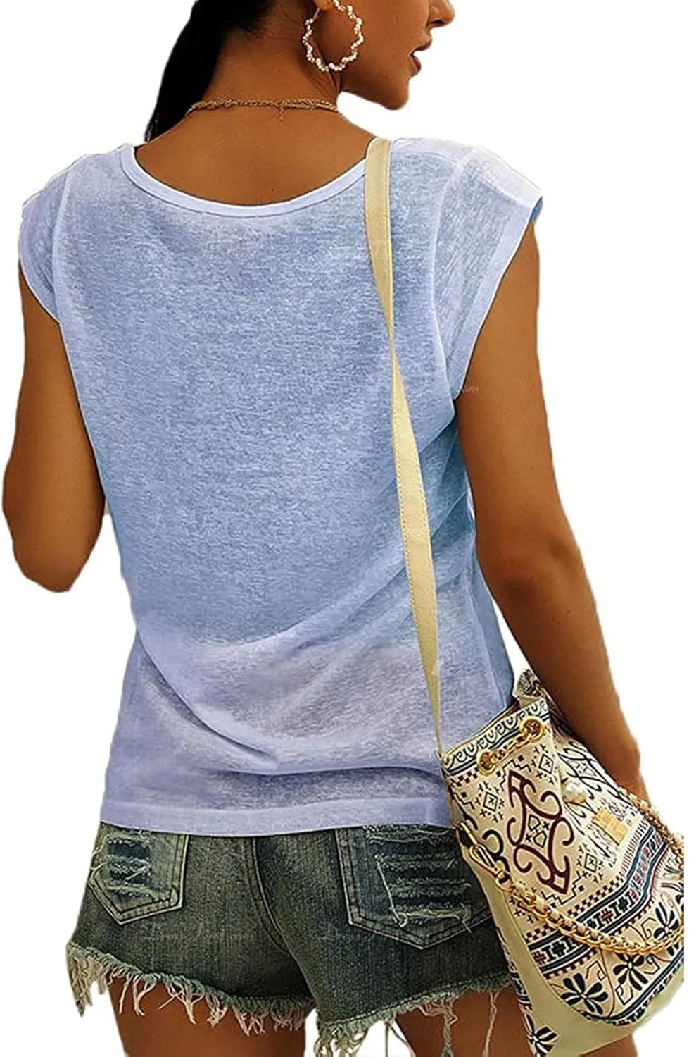 Summer Tops for Women 2023 Trendy Womens' Cap Sleeve Casual Loose Fit Basic Shirts Tank Tops