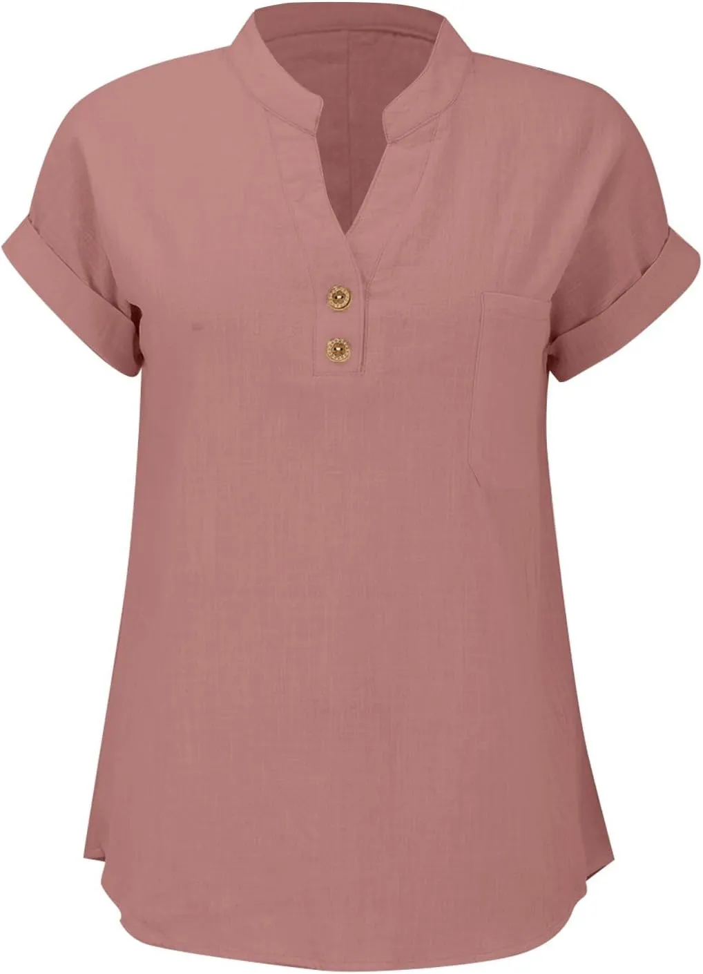 Summer Tops for Women Trendy 2025 Cotton Linen Button Down T-Shirts V Neck Short Sleeve Blouses Casual Tunic Outfits