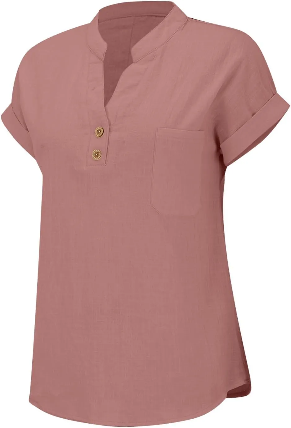 Summer Tops for Women Trendy 2025 Cotton Linen Button Down T-Shirts V Neck Short Sleeve Blouses Casual Tunic Outfits