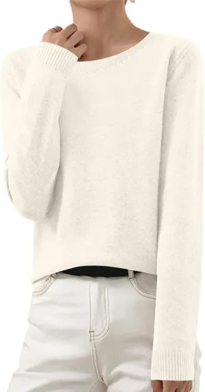 Sweaters for Women Long Sleeve Crew Neck Knitted Sweaters Casual Basic Pullover Sweaters Top