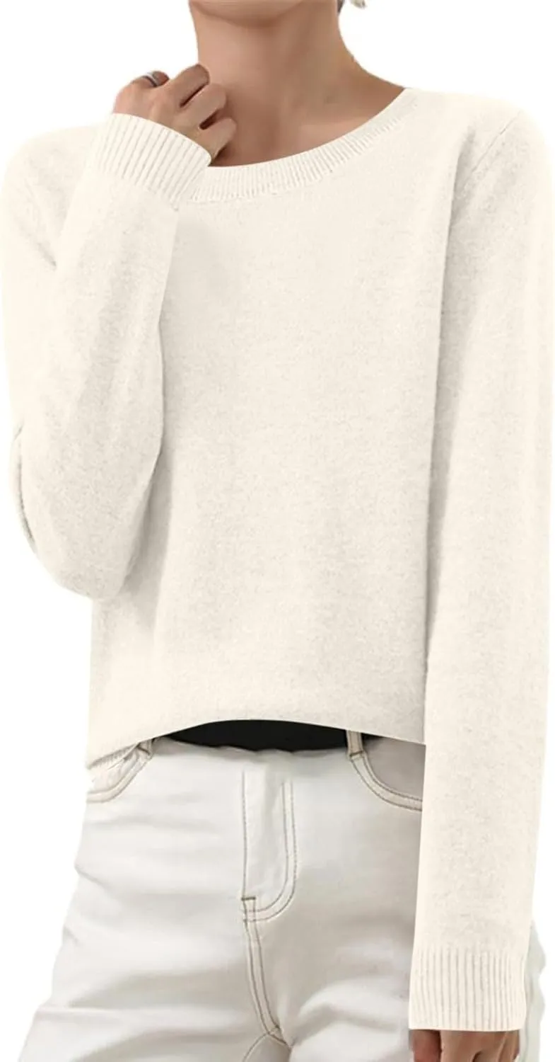 Sweaters for Women Long Sleeve Crew Neck Knitted Sweaters Casual Basic Pullover Sweaters Top