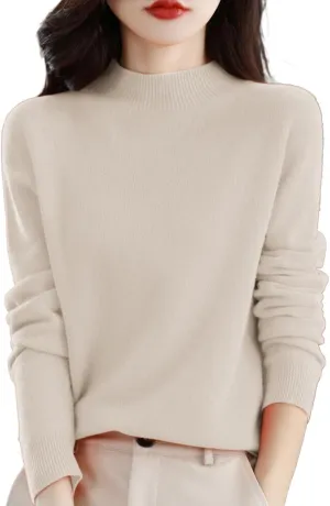 Sweaters for Women Long Sleeve Trendy Jumper Knitted Pullover Soft Warm 100% Cashmere Sweater Tops Clearance