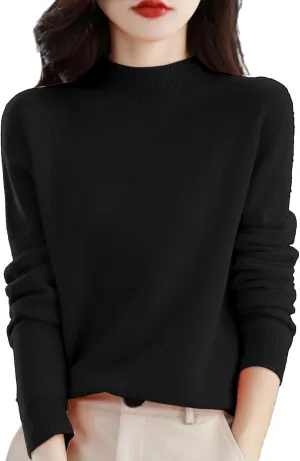 Sweaters for Women Long Sleeve Trendy Jumper Knitted Pullover Soft Warm 100% Cashmere Sweater Tops Clearance