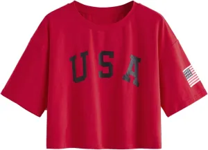 SweatyRocks Women's Letter Print Crop Tops Summer Short Sleeve T-Shirt