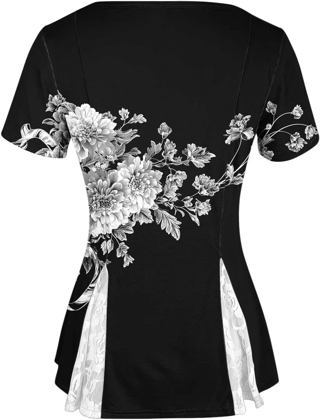 T Shirts for Women Fashion Lace Patchwork Casual Lightweight Summer Short Sleeve Tops Crewneck Elegant Tunic Blouse
