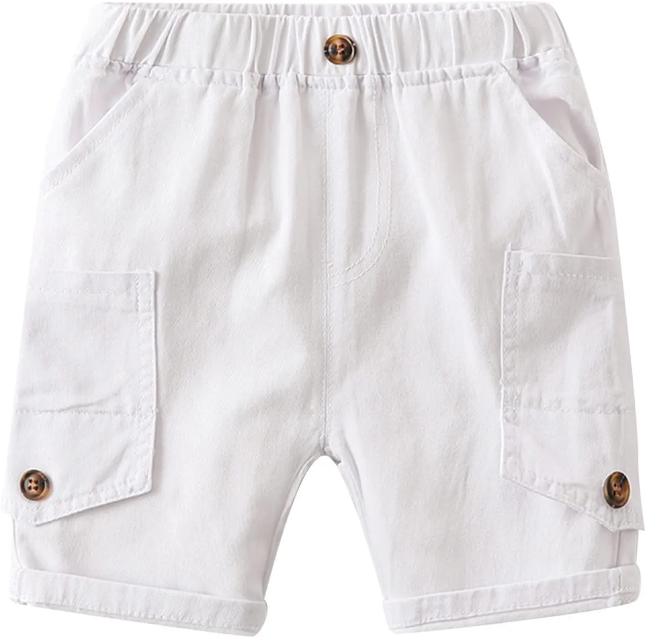Toddler Boys Solid Color Cargo Shorts Kids Casual Elastic Waist Shorts Child Summer Shorts with Pcokets