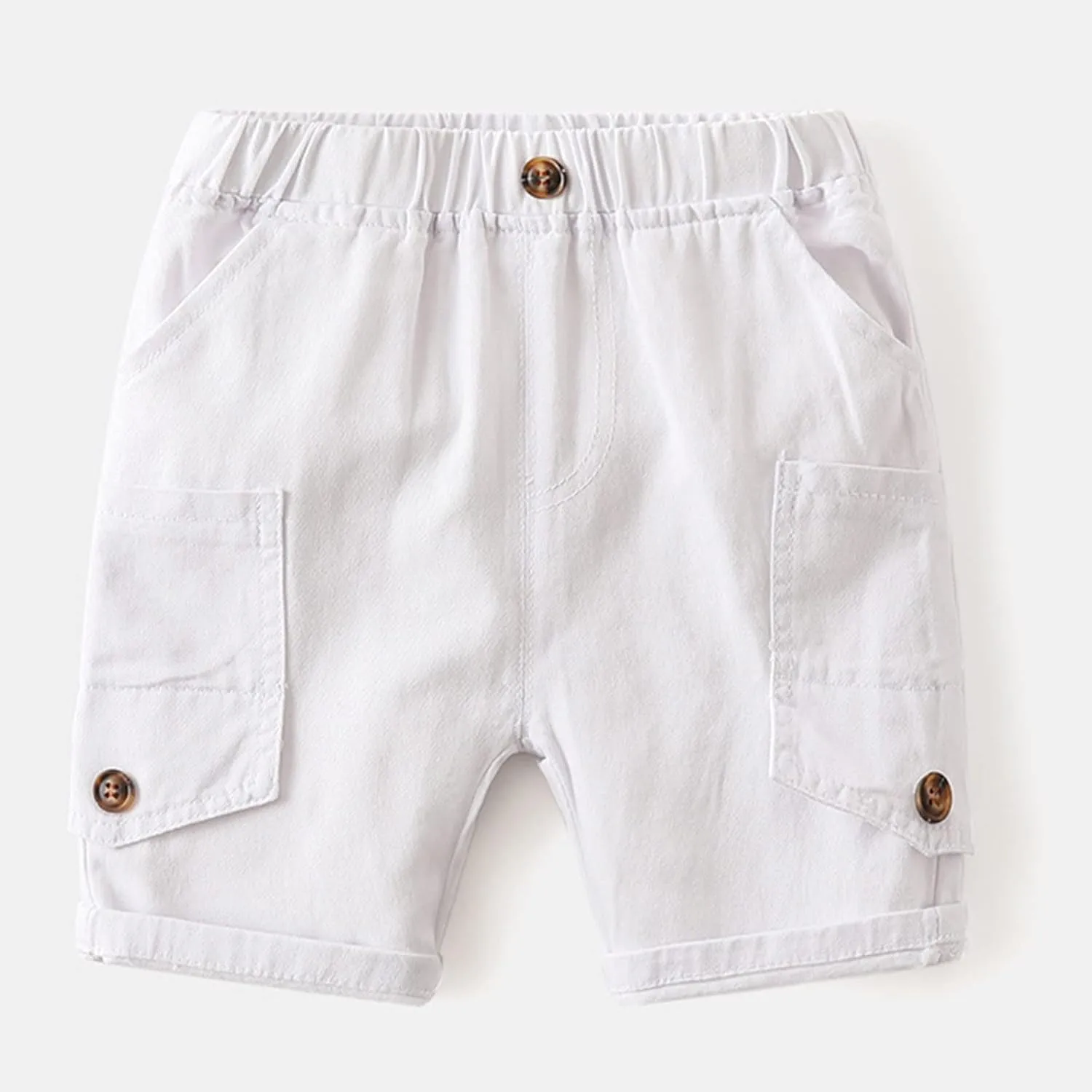 Toddler Boys Solid Color Cargo Shorts Kids Casual Elastic Waist Shorts Child Summer Shorts with Pcokets