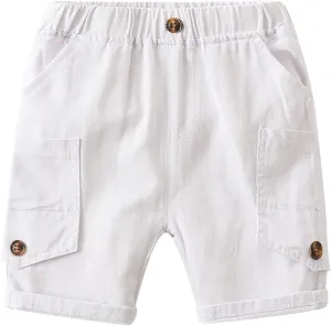 Toddler Boys Solid Color Cargo Shorts Kids Casual Elastic Waist Shorts Child Summer Shorts with Pcokets