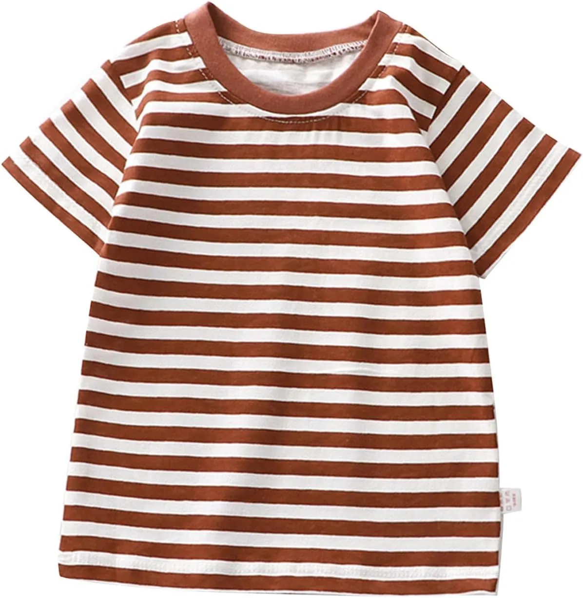 Toddler Kids Boys and Girls Short Sleeved Striped T Shirt Plain Cotton Soft Crewneck Classic Summer Casual Tees