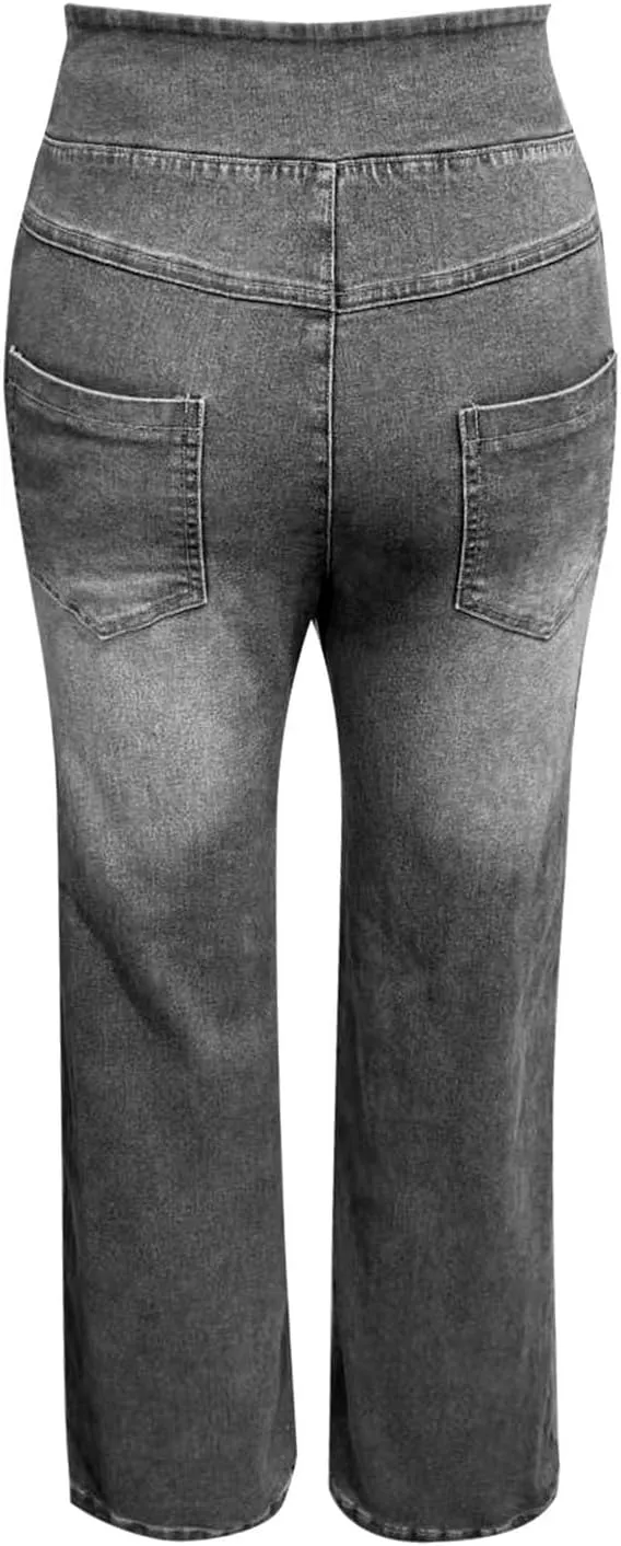 Wide Leg Jeans for Women Trendy High Waisted Baggy Denim Pants Retro Tie Dye Straight Leg Stretchy Jean Washed Pant