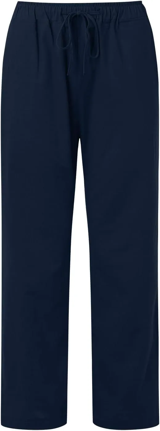 Wide Pants Waist Long Drawstring Casual Linen Elastic Women Linen Leg Solid Cotton Pants Sweatpants Women Linen Work