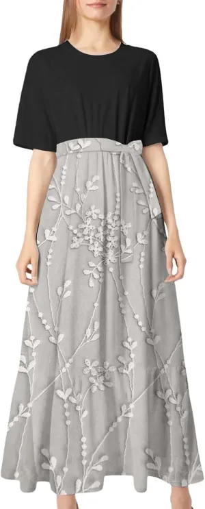 Women 2025 Summer Dresses Short Sleeve Ribbed Teacher Church Modest Business Casual Work Outfits Midi Dress