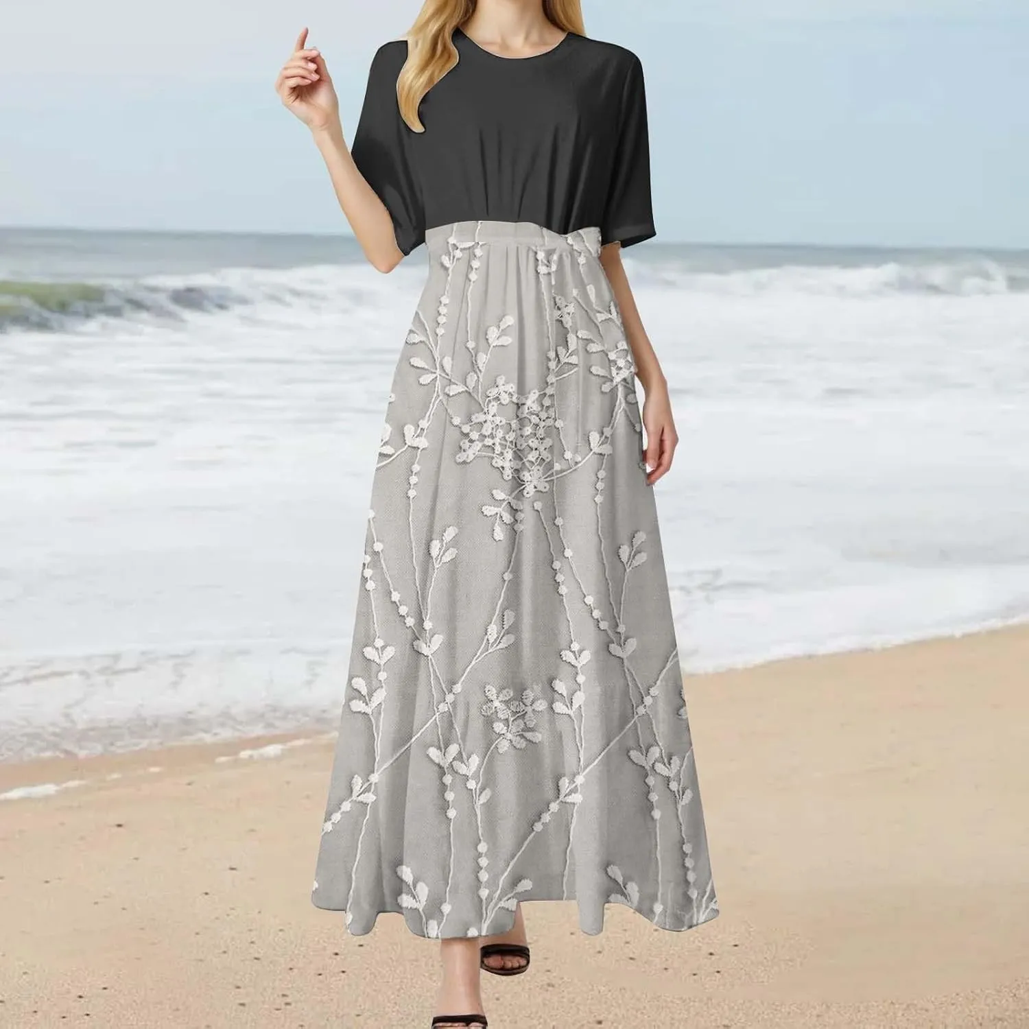 Women 2025 Summer Dresses Short Sleeve Ribbed Teacher Church Modest Business Casual Work Outfits Midi Dress