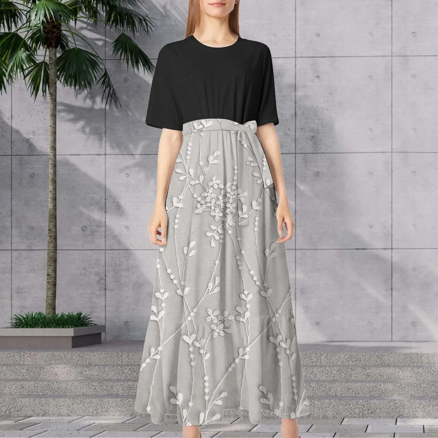 Women 2025 Summer Dresses Short Sleeve Ribbed Teacher Church Modest Business Casual Work Outfits Midi Dress