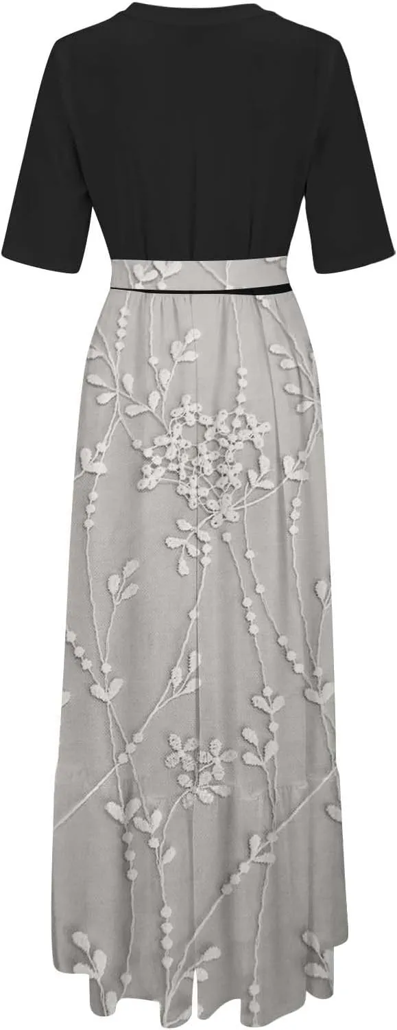 Women 2025 Summer Dresses Short Sleeve Ribbed Teacher Church Modest Business Casual Work Outfits Midi Dress
