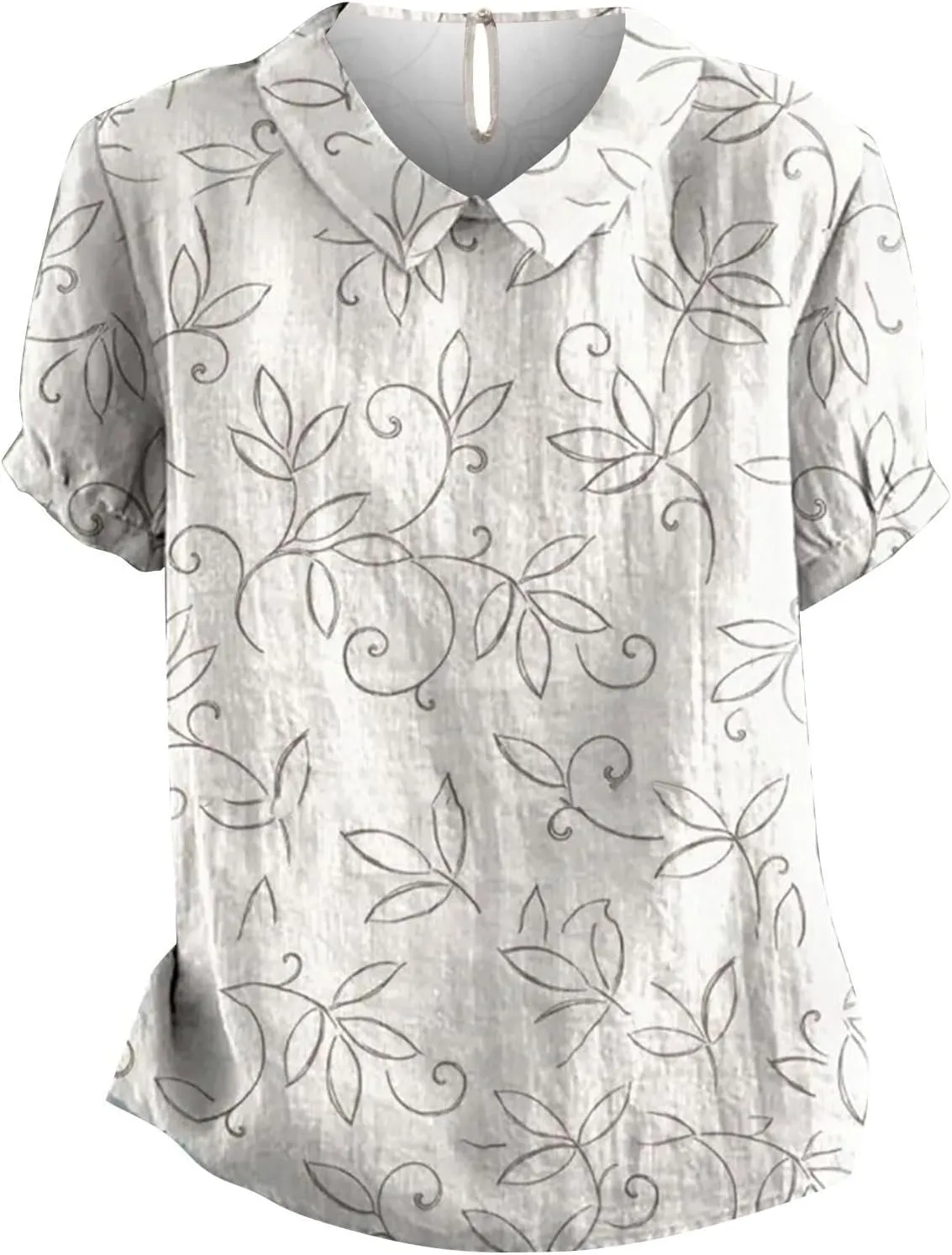 Women Cotton Linen Tops Summer Floral Print Casual Boho Short Sleeve Lapel T Shirt Loose Dressy Blouse Tunic 2025