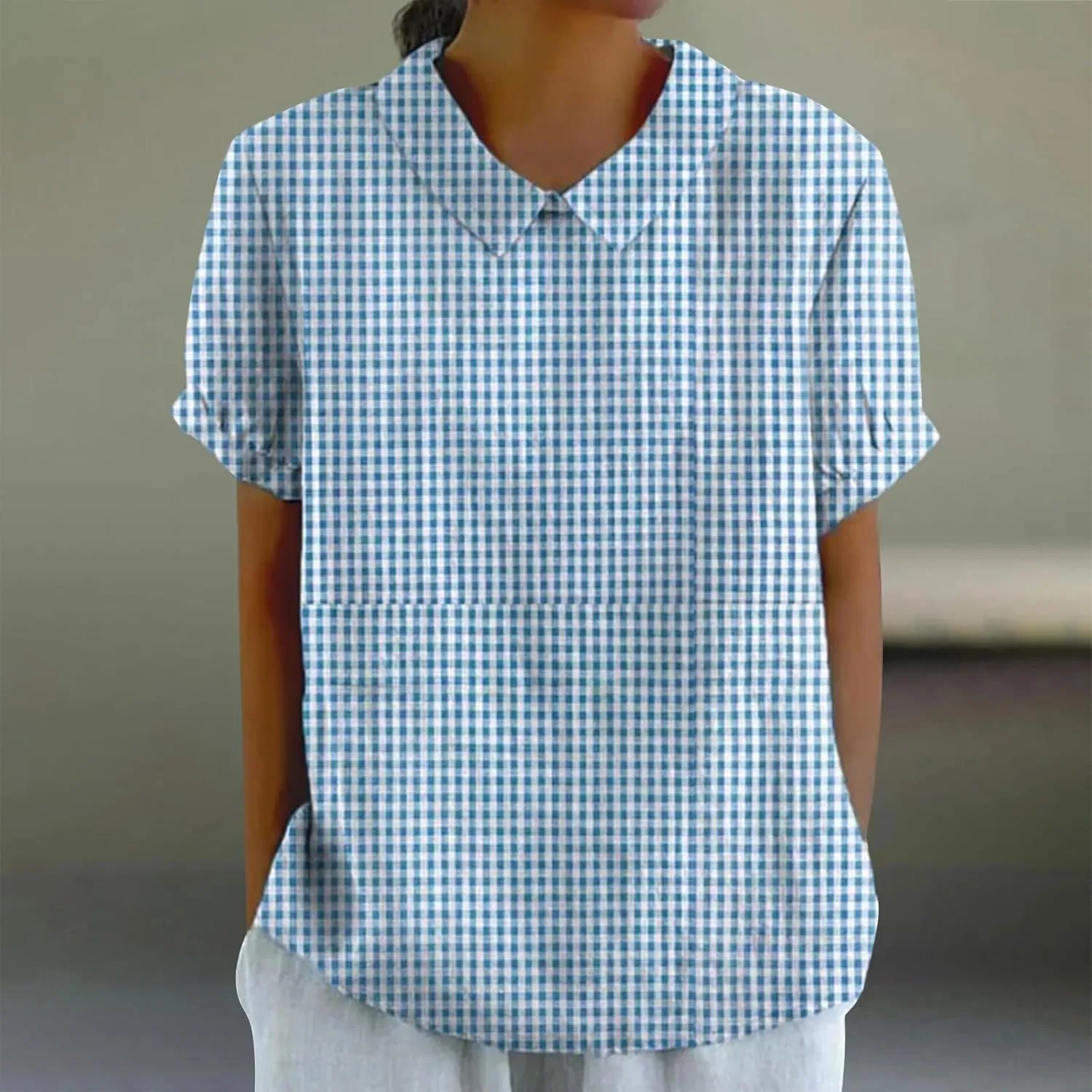 Women Cotton Linen Tops Summer Floral Print Casual Boho Short Sleeve Lapel T Shirt Loose Dressy Blouse Tunic 2025