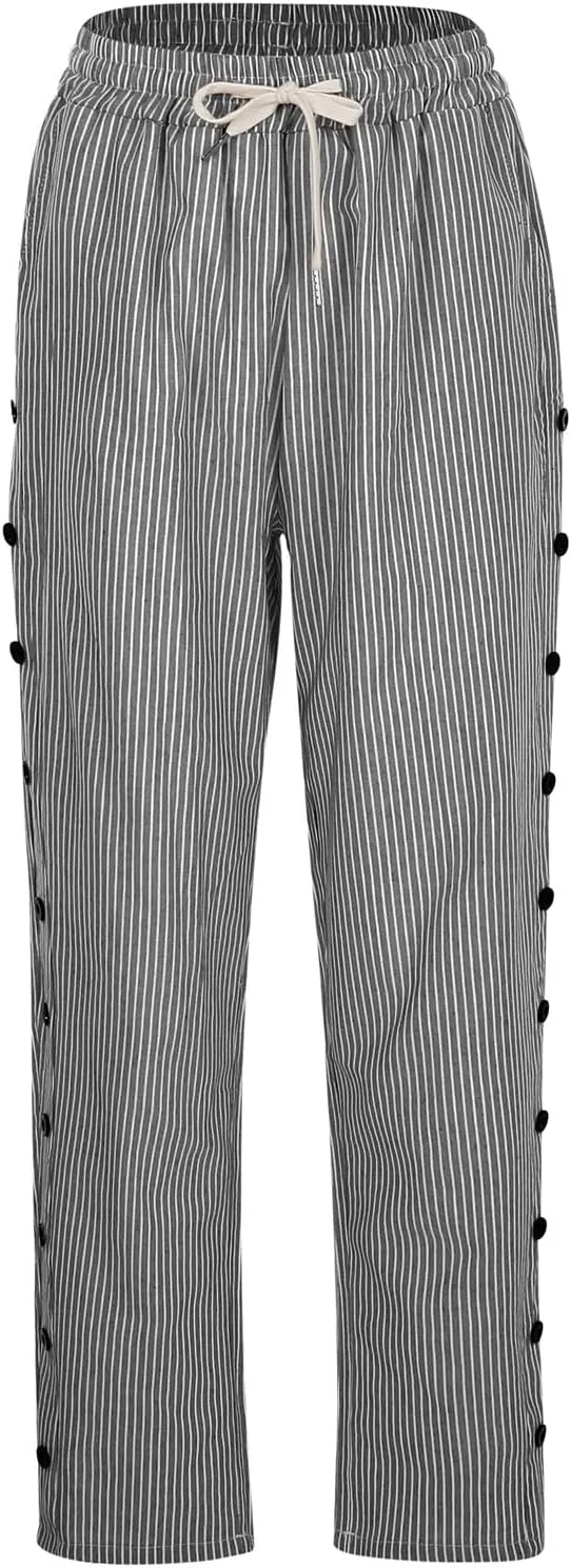 Women Linen Capri Pants Summer Boho with Pockets Wide Leg Cropped Pants for Women Casual Summer Cropped Pants Womens