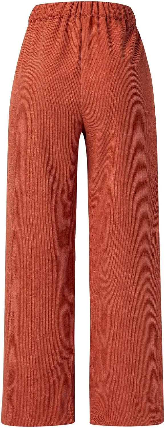 Women Linen Summer Drawstring Pants High Waist Wide Leg Slim Fit Trouser Trendy