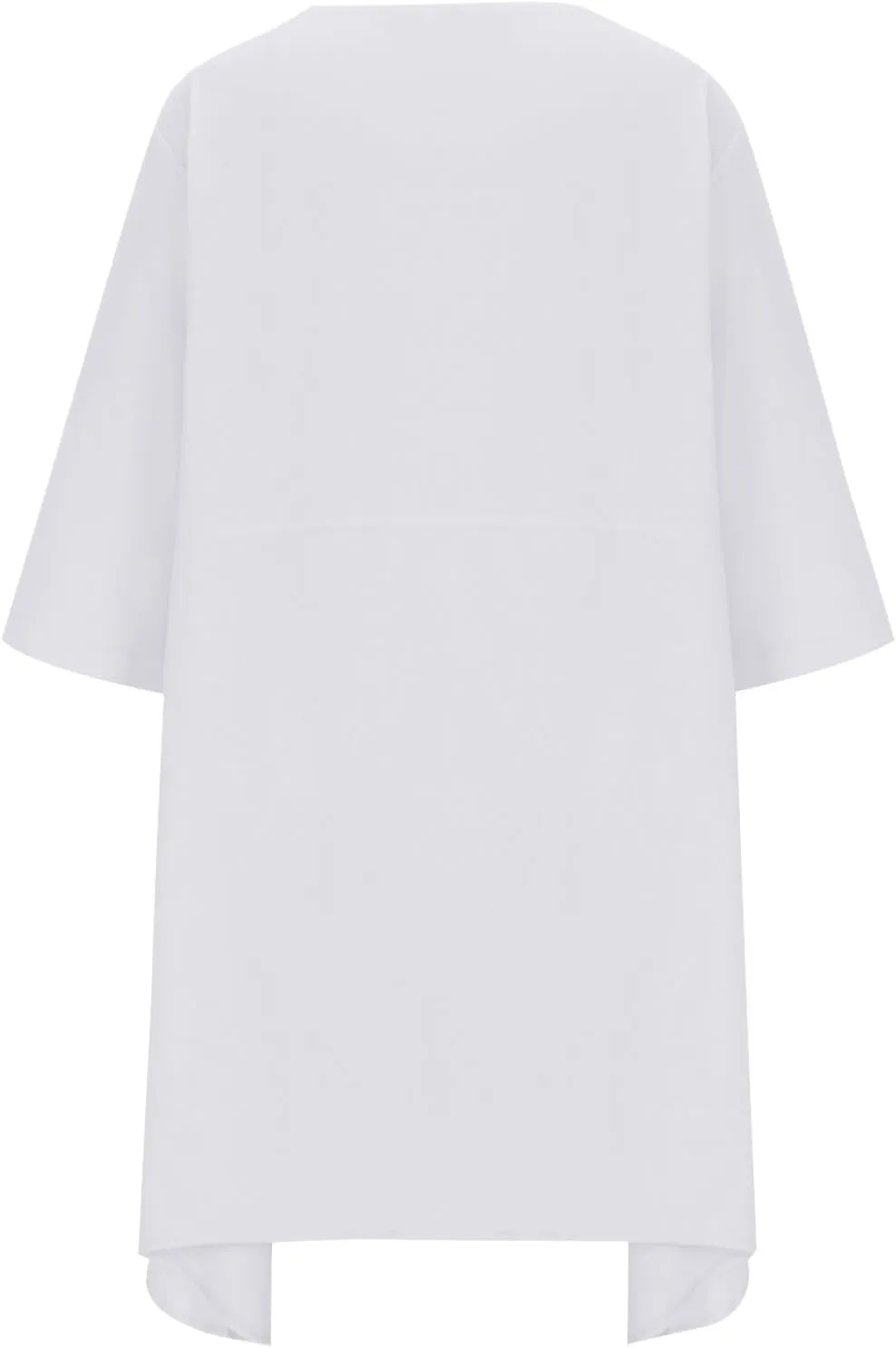 Women Long Sleeve Knee Length Dress Summer Cotton Linen Casual Baggy Dresses Flowy Beach T Shirt Dress with Pockets