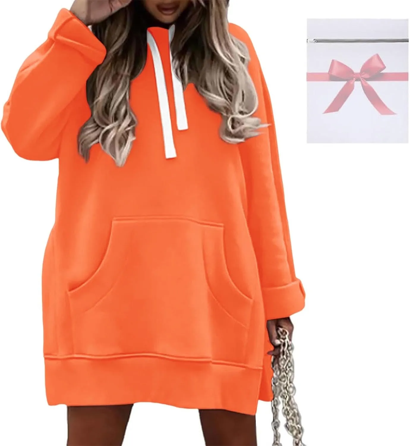 Women Oversized Hoodie Dress Pullover Winter Kangaroo Pocket Sweatshirt Summer Fall Tops Casual Loungewear