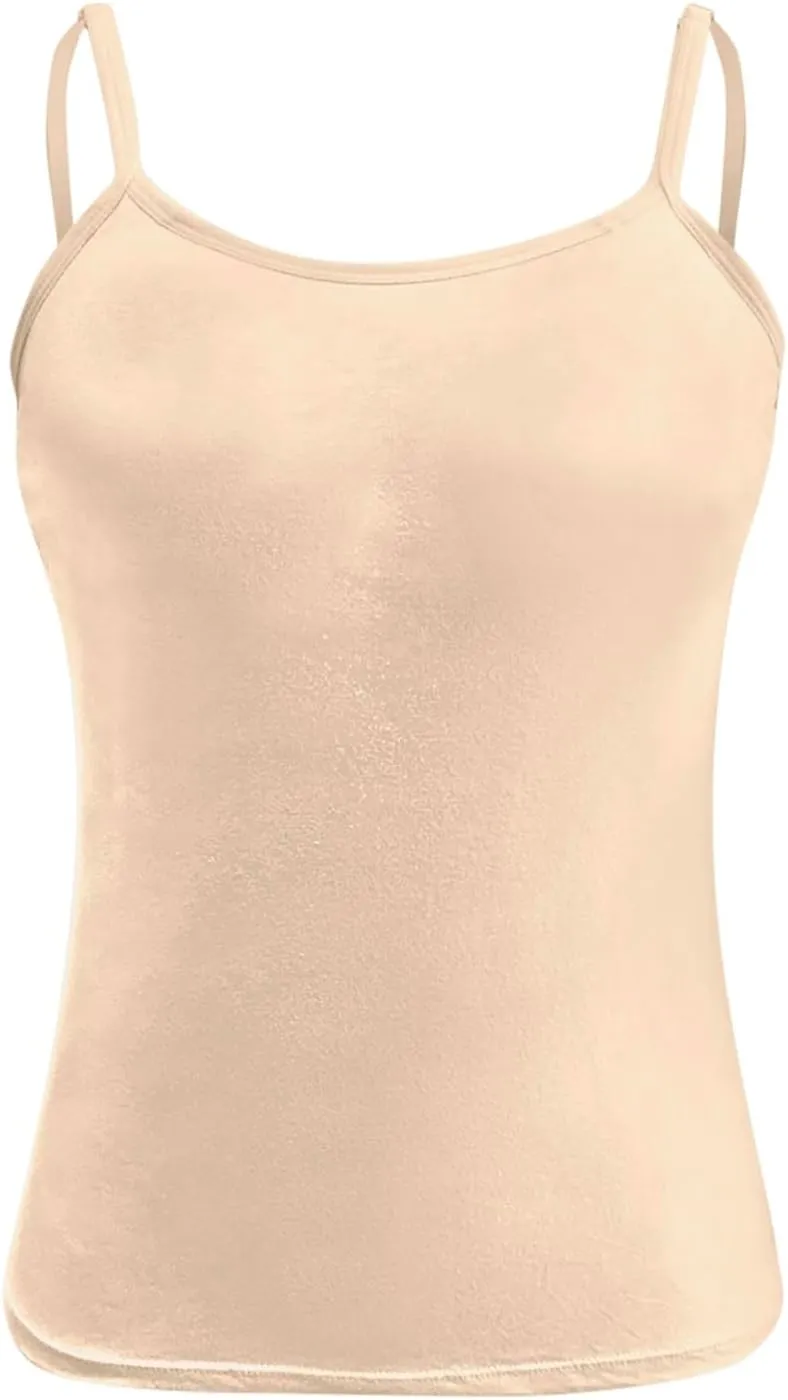 Women Shelf Bra Tank Top Spaghetti Strap Padded Cami Yoga Shirts Cotton Undershirt