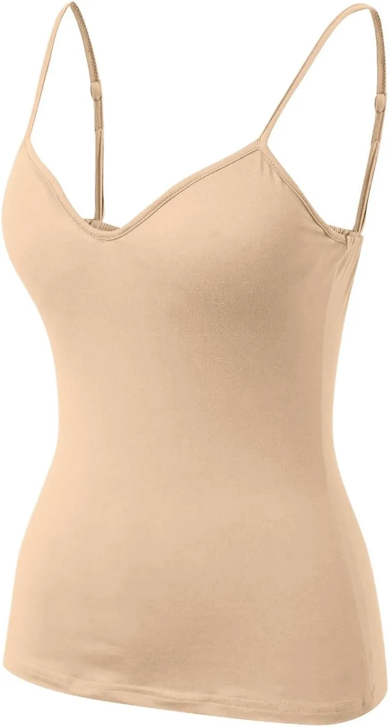 Women Shelf Bra Tank Top Spaghetti Strap Padded Cami Yoga Shirts Cotton Undershirt