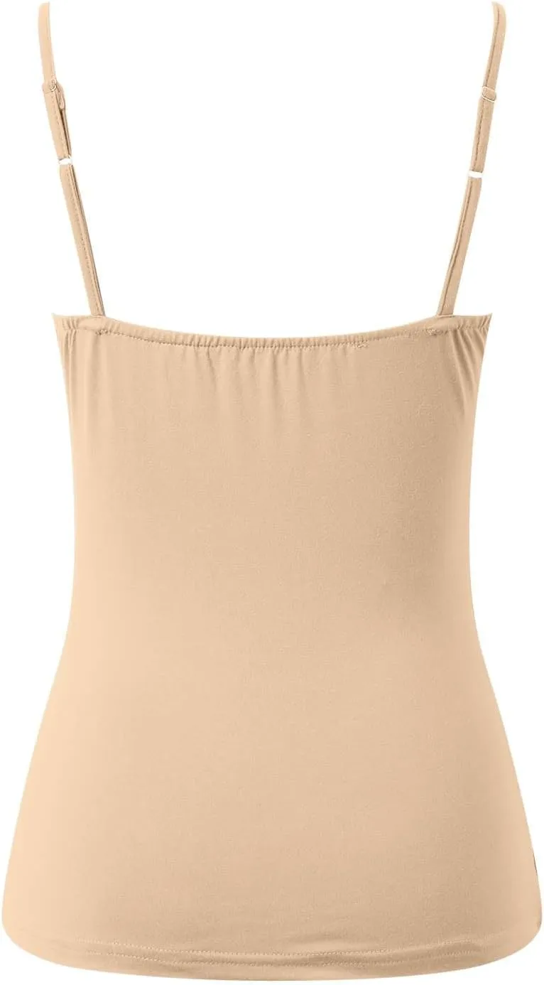 Women Shelf Bra Tank Top Spaghetti Strap Padded Cami Yoga Shirts Cotton Undershirt