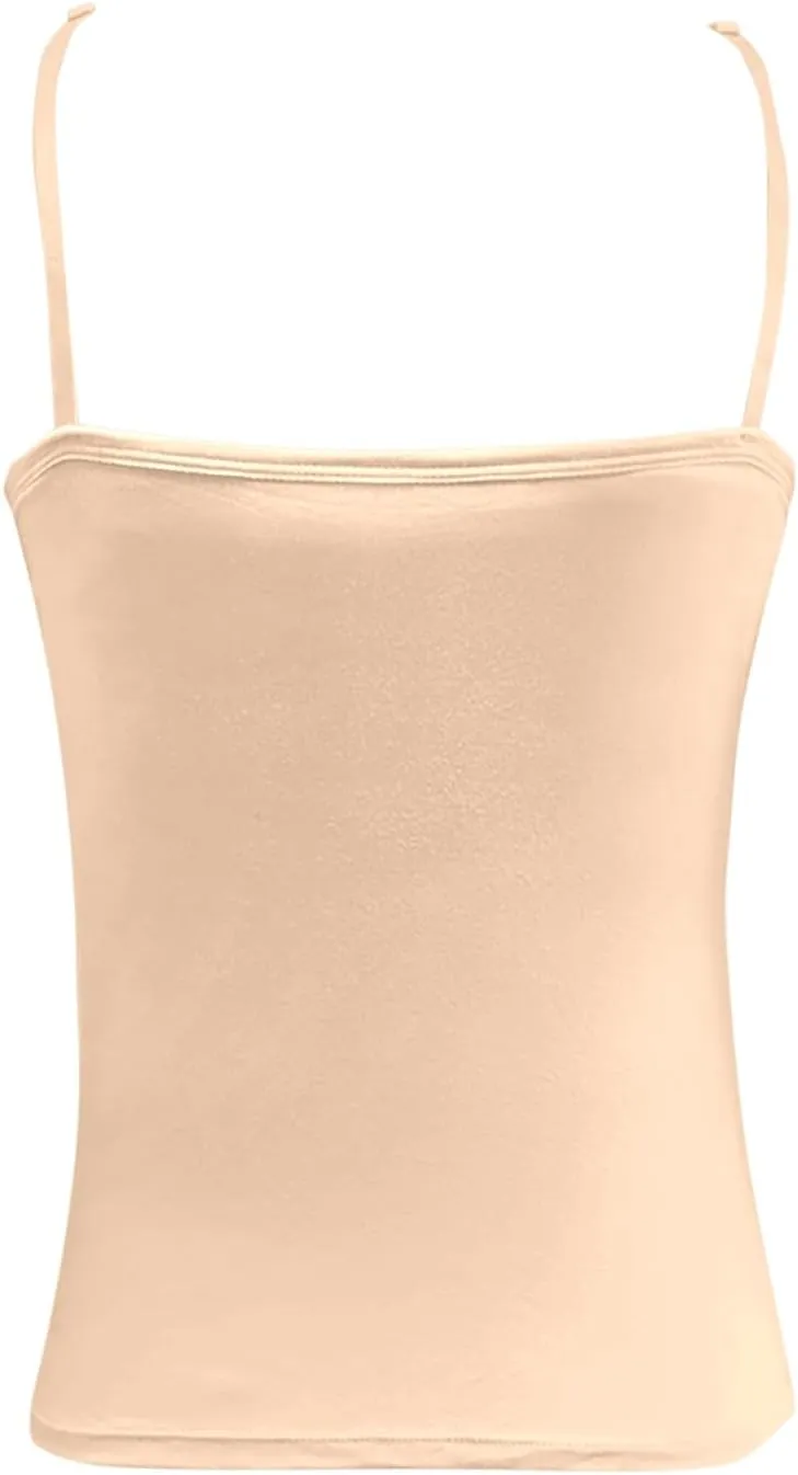 Women Shelf Bra Tank Top Spaghetti Strap Padded Cami Yoga Shirts Cotton Undershirt