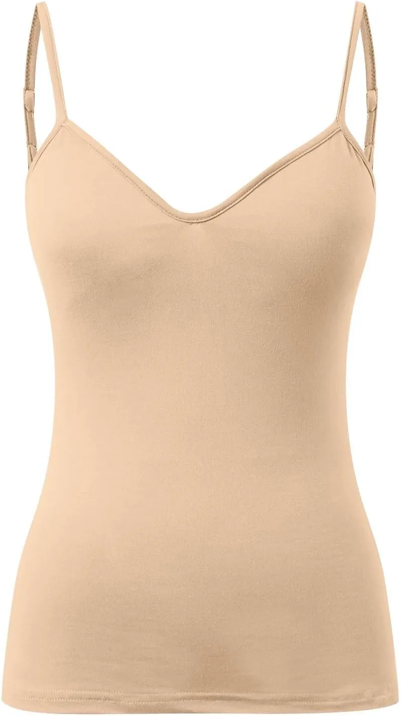 Women Shelf Bra Tank Top Spaghetti Strap Padded Cami Yoga Shirts Cotton Undershirt