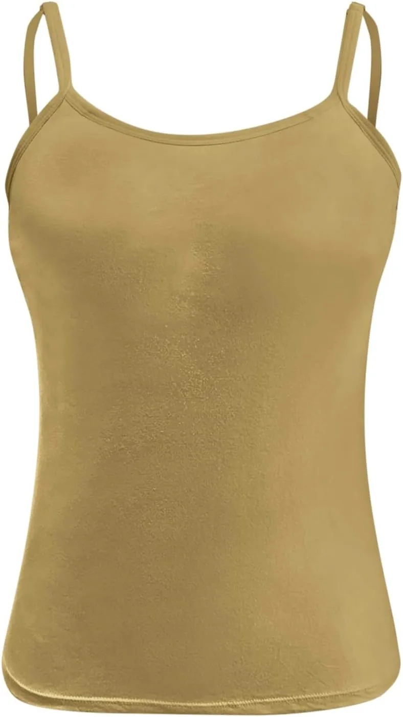 Women Shelf Bra Tank Top Spaghetti Strap Padded Cami Yoga Shirts Cotton Undershirt