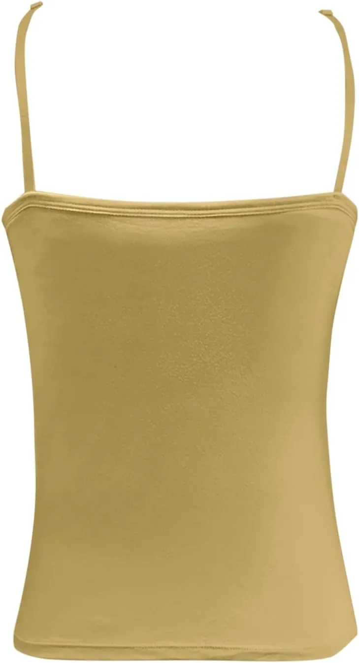 Women Shelf Bra Tank Top Spaghetti Strap Padded Cami Yoga Shirts Cotton Undershirt