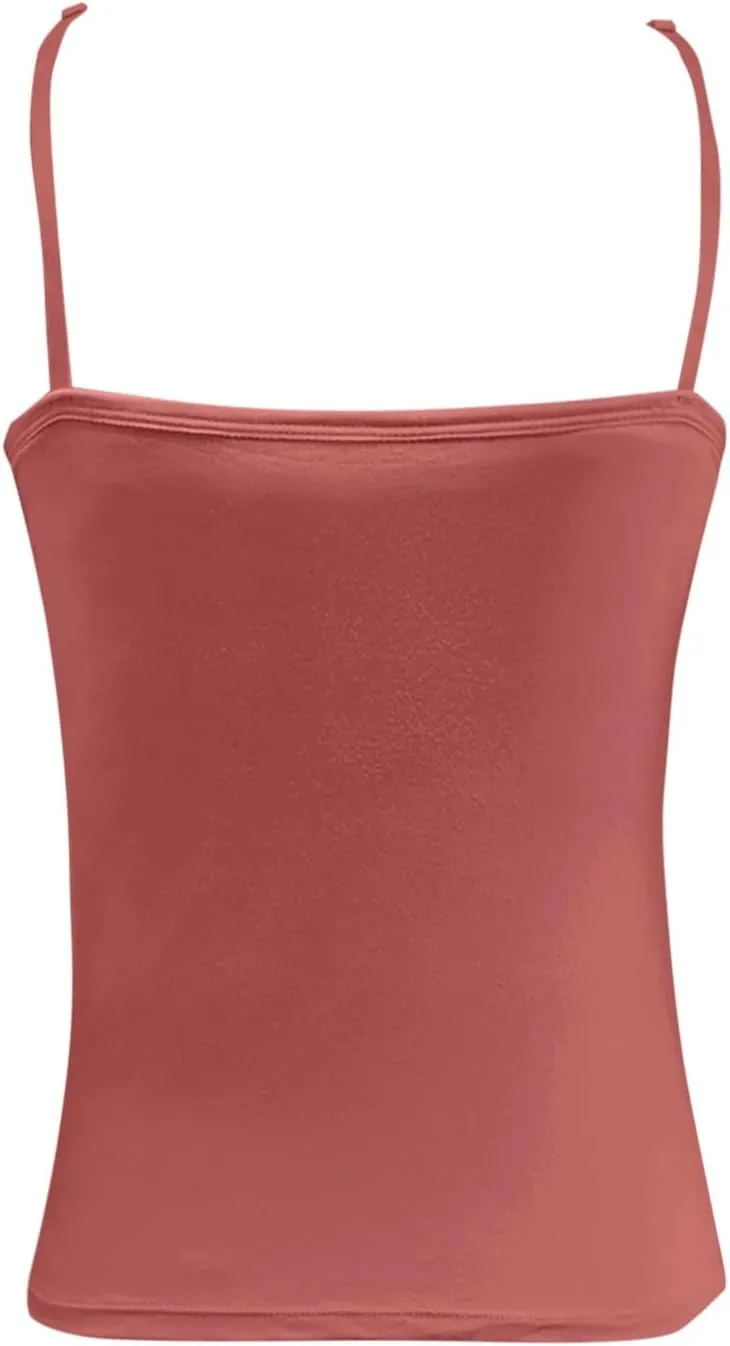 Women Shelf Bra Tank Top Spaghetti Strap Padded Cami Yoga Shirts Cotton Undershirt