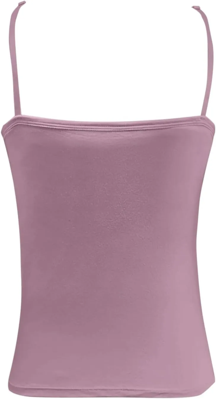 Women Shelf Bra Tank Top Spaghetti Strap Padded Cami Yoga Shirts Cotton Undershirt