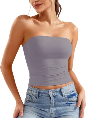 Women Strapless Tube Top Sexy Sleeveless Backless Bandeau Shirts Y2K Going Out Crop Tops Summer Outfits 2025