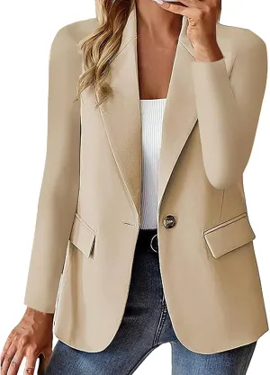 Women's Business Blazer Jackets Solid Slim Fit Single Breasted Work Office Suit Jacket Long Sleeve Notch Collar Coat