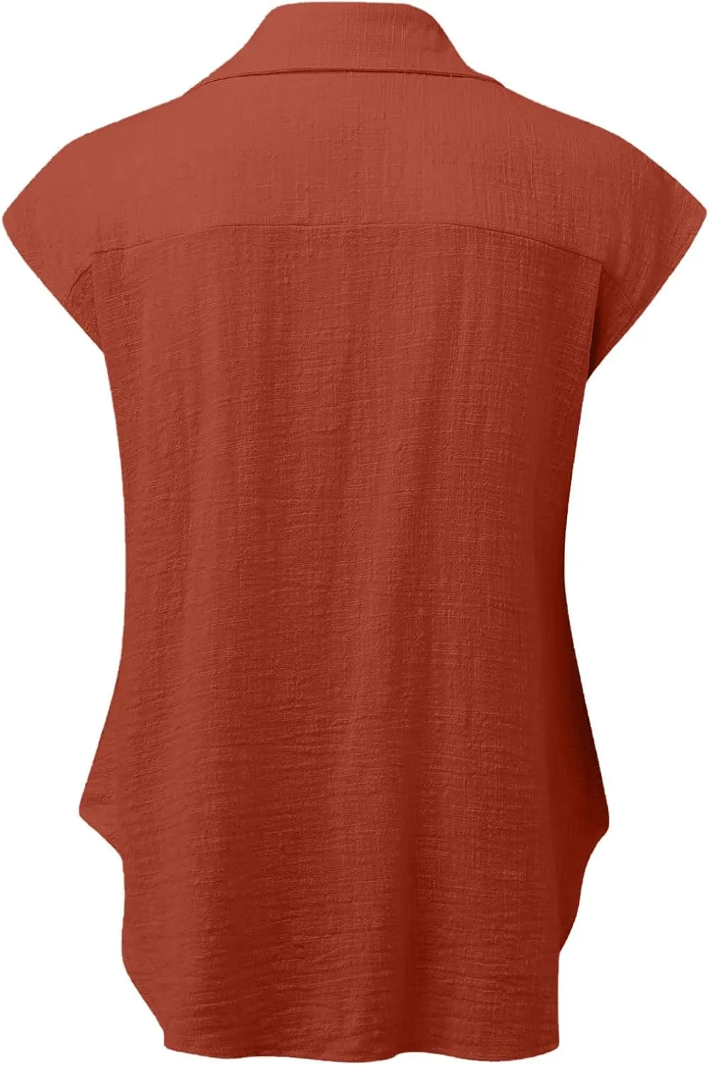 Womens Button Down Shirts Cotton Linen Cap Sleeve Blouse Summer V Neck Lightweight Gauze Tops Loose Casual Tees