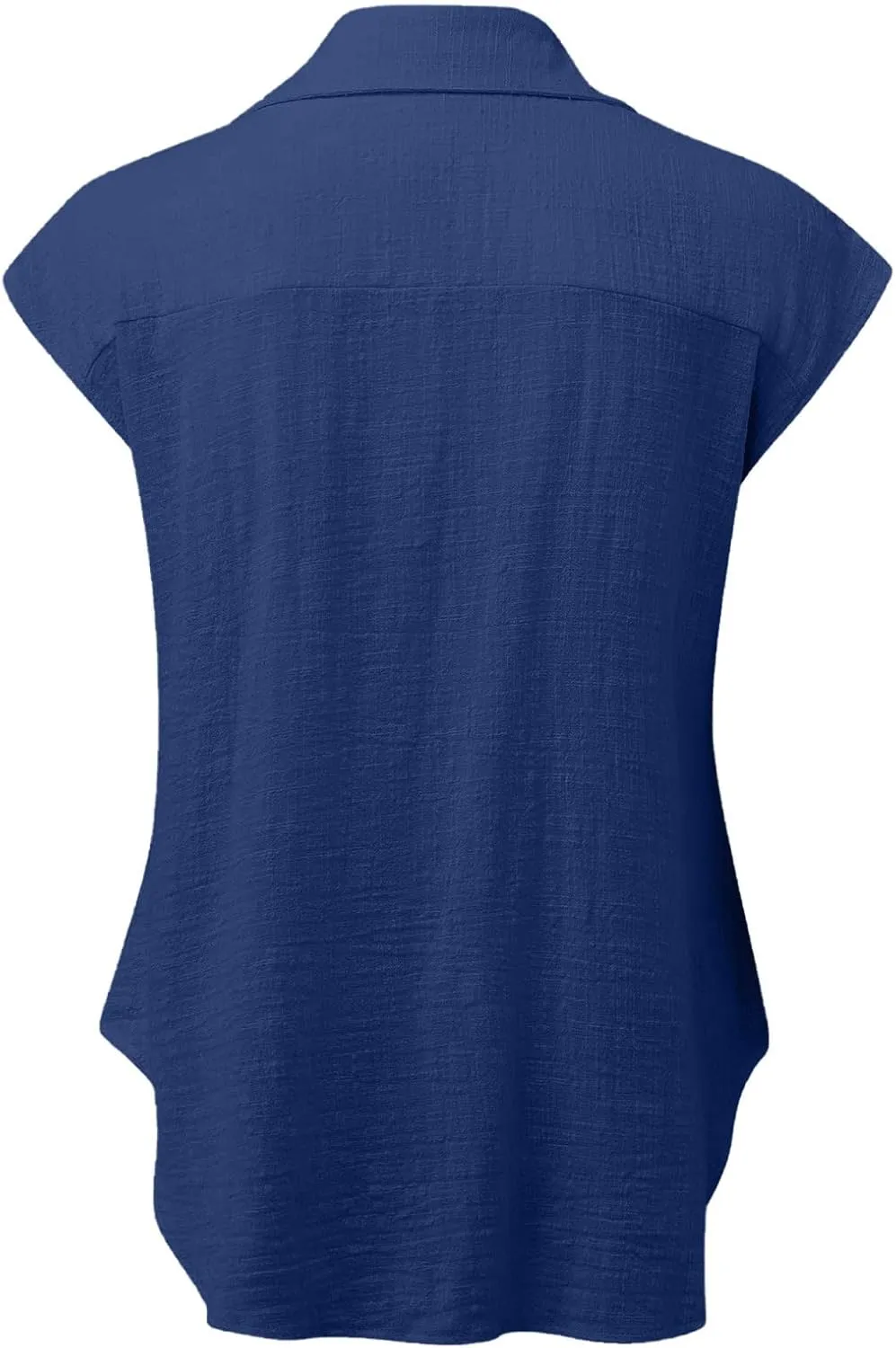 Womens Button Down Shirts Cotton Linen Cap Sleeve Blouse Summer V Neck Lightweight Gauze Tops Loose Casual Tees
