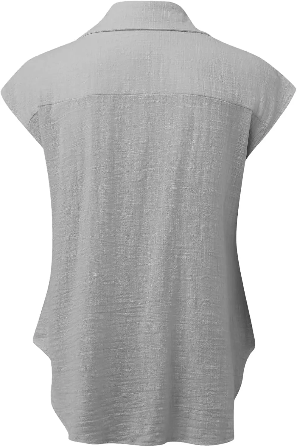 Womens Button Down Shirts Cotton Linen Cap Sleeve Blouse Summer V Neck Lightweight Gauze Tops Loose Casual Tees