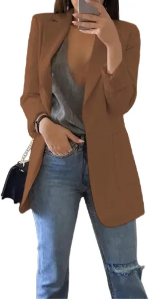 Womens Casual Blazers Business Oversized Blazer Jacket Long Sleeve Open Front Work Office Blazer Trendy Clothes