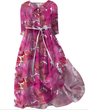 Women's Cotton Linen Casual Dresses 2024 Boho Flowy Dress Flowy Summer Midi Dresses Dressy Ladies Trendy Clothing