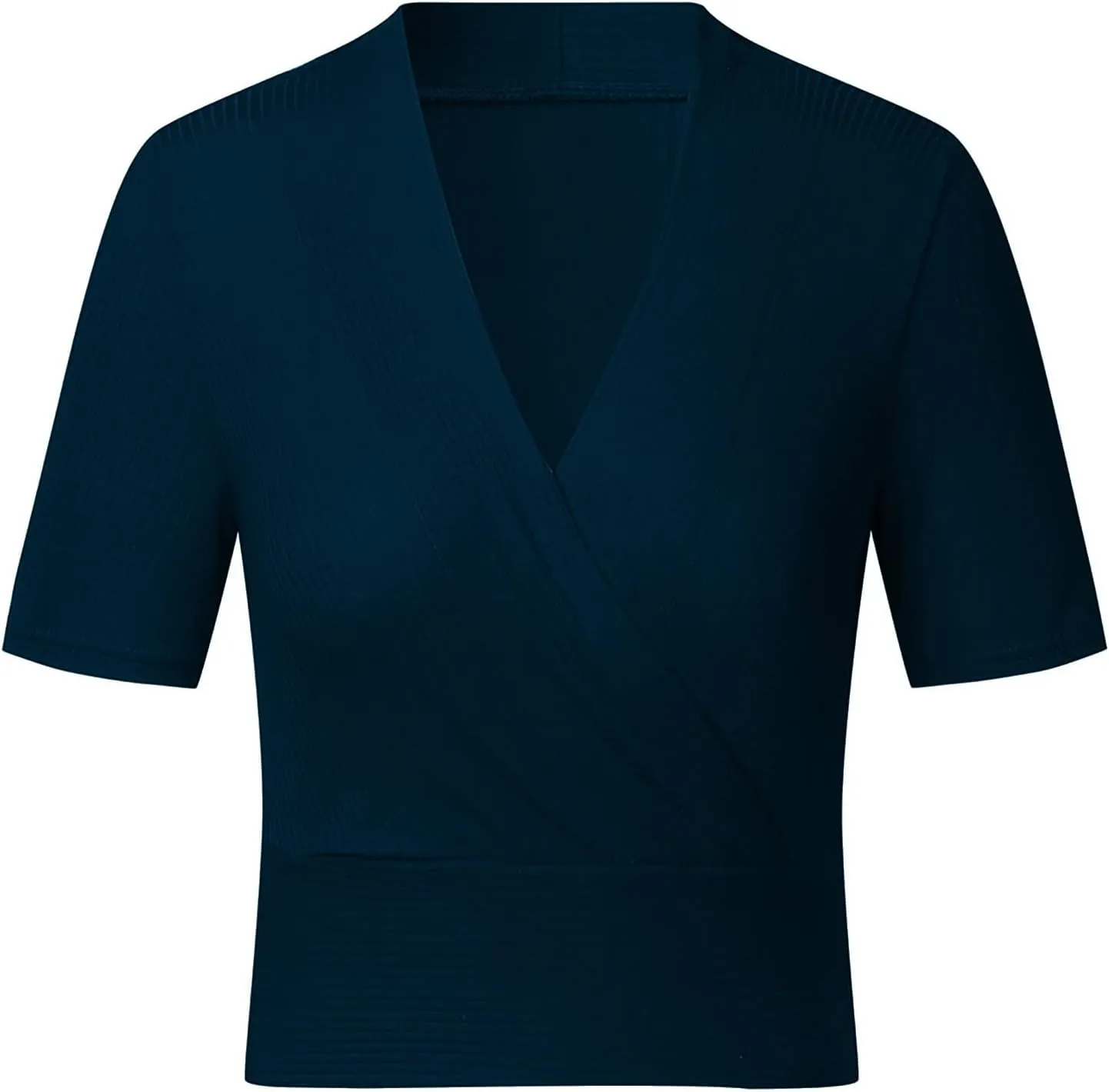 Womens Cross Wrap Tops Summer Deep V Neck T Shirts Casual Sexy Knit Short Sleeve Blouses Slim Fit Ruched Shirts Tops