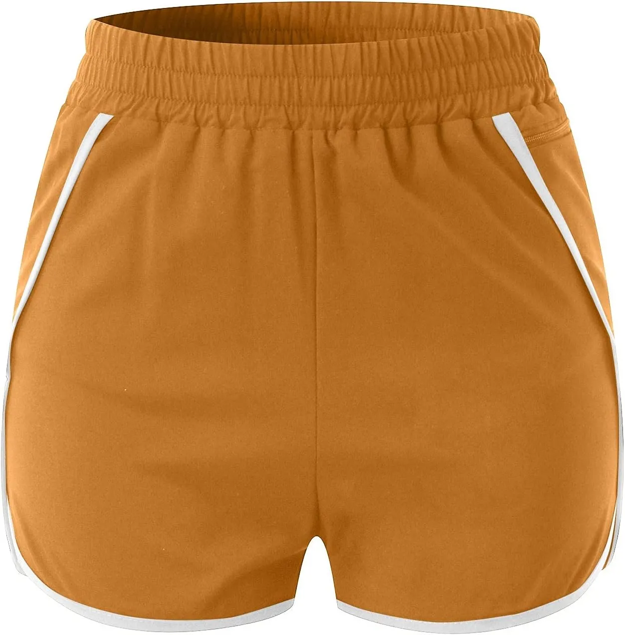 Womens Elastic High Waisted Athletic Shorts Tummy Control Running Workout Gym Short with Zip Pockets Summer Casual Yoga Short