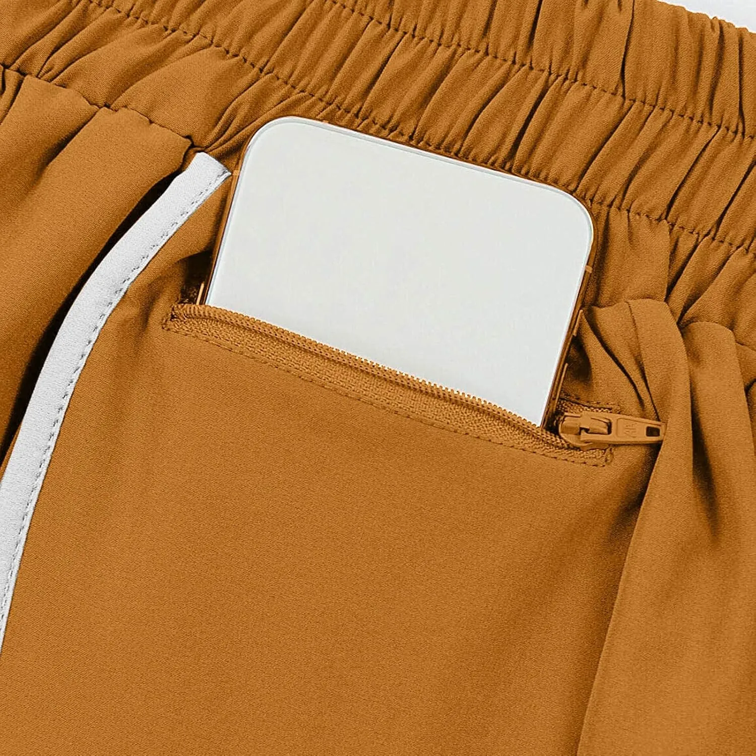 Womens Elastic High Waisted Athletic Shorts Tummy Control Running Workout Gym Short with Zip Pockets Summer Casual Yoga Short