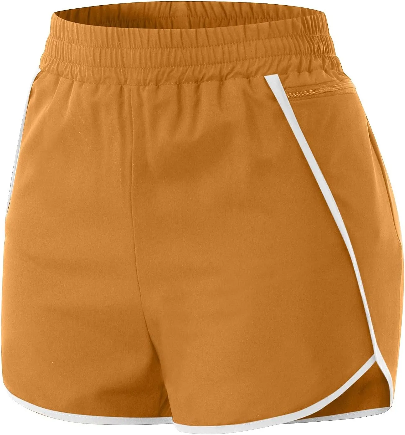Womens Elastic High Waisted Athletic Shorts Tummy Control Running Workout Gym Short with Zip Pockets Summer Casual Yoga Short
